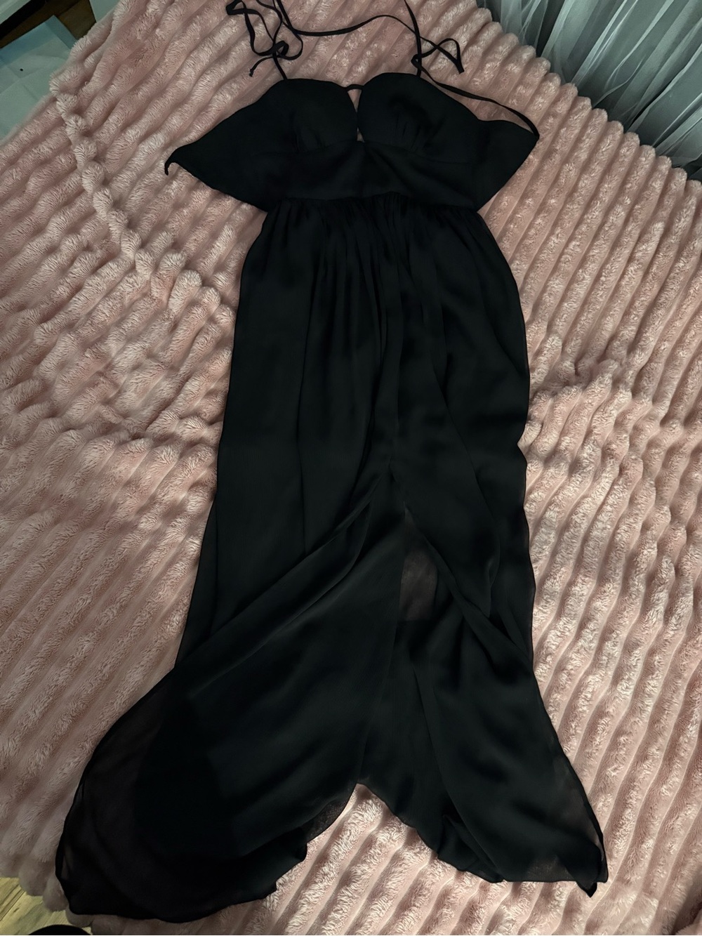 BCBGeneration Black Halter Maxi Dress with Front Slit